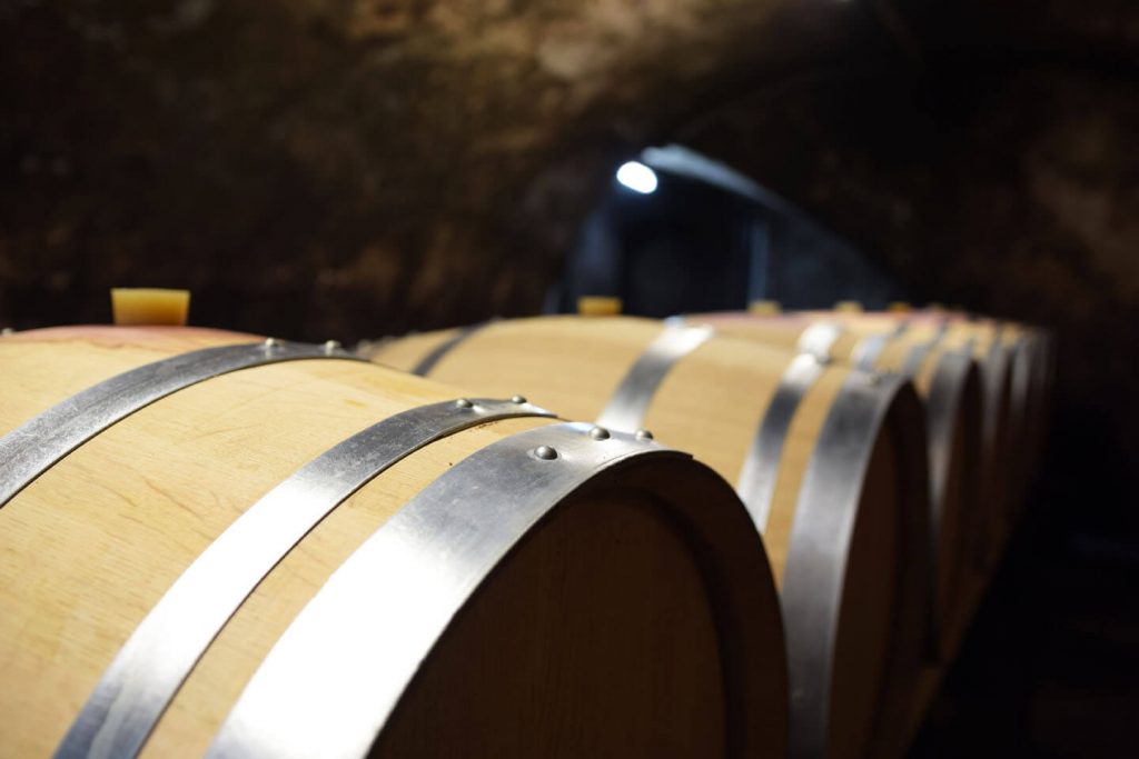 Wine cellar oak barrels